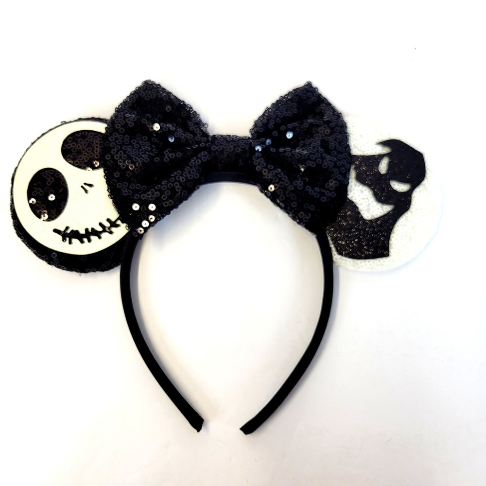 Headband Unisex One Size Black Sequin Jack Skellington Oogie Boogie